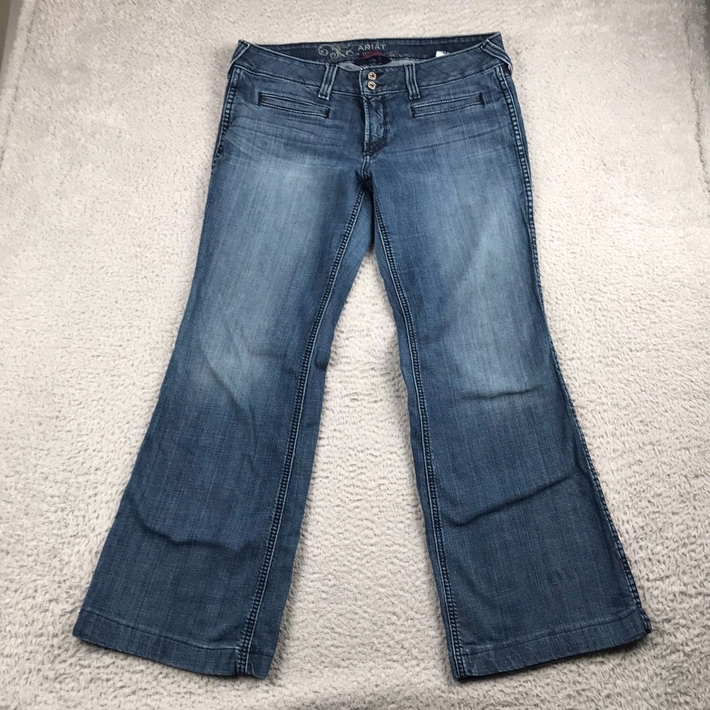 Ariat Trouser Jeans Womens 32 (36x30) Blue Mid Rise Flare Western Cowgirl Rodeo